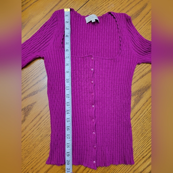 Sézane Ambroise Cardigan in Bright Plum Size Small Ribbed Knit Button Down - Picture 8 of 11